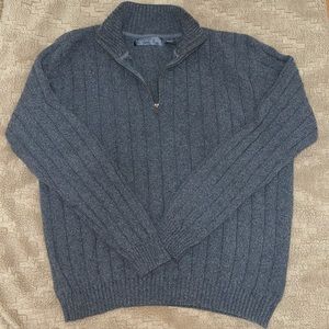 Oscar De La Renta Gray 1/4 Zip Sweater Pullover